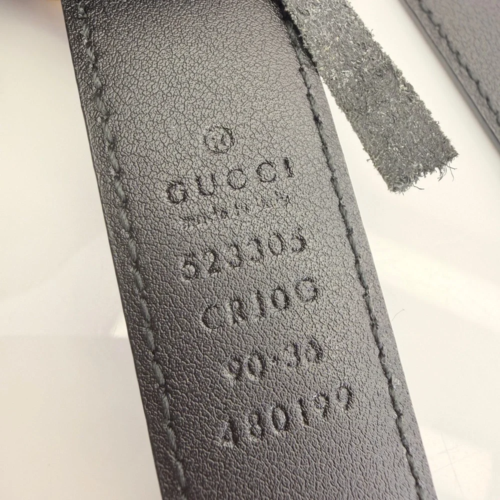 Gucci Square G Black Suede Belt Gold Buckle 523305 90/36”